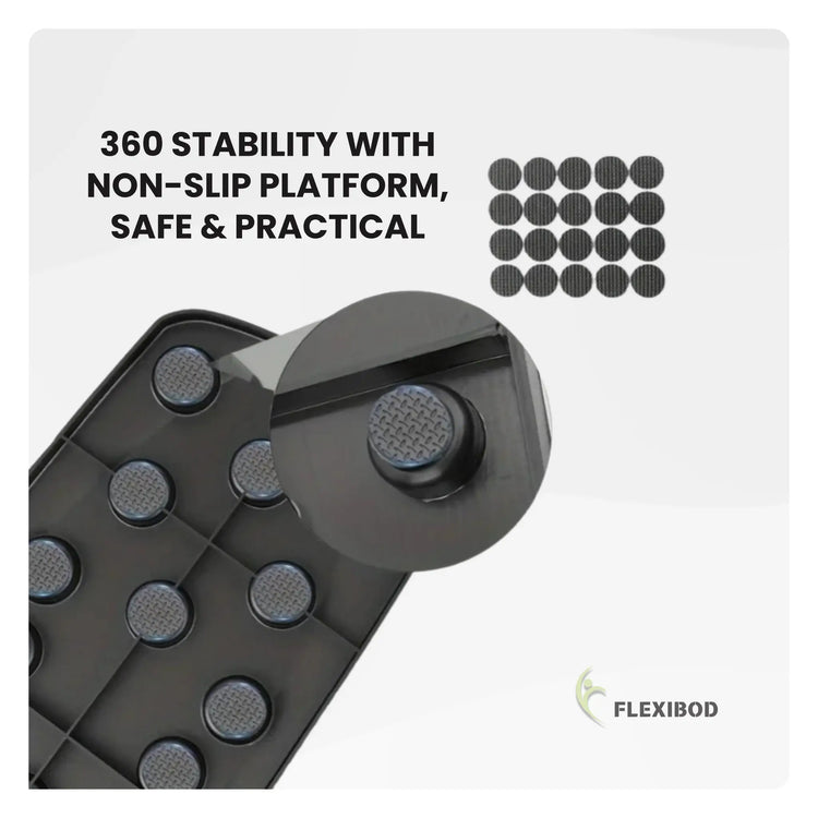 Close-up of non-slip stability grips on the bottom of the multifunction push-up board 