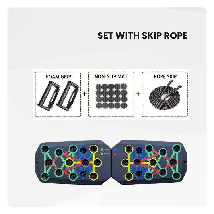  push-up board set including foam grips, non-slip mat pads, and skipping rope for full-body workouts