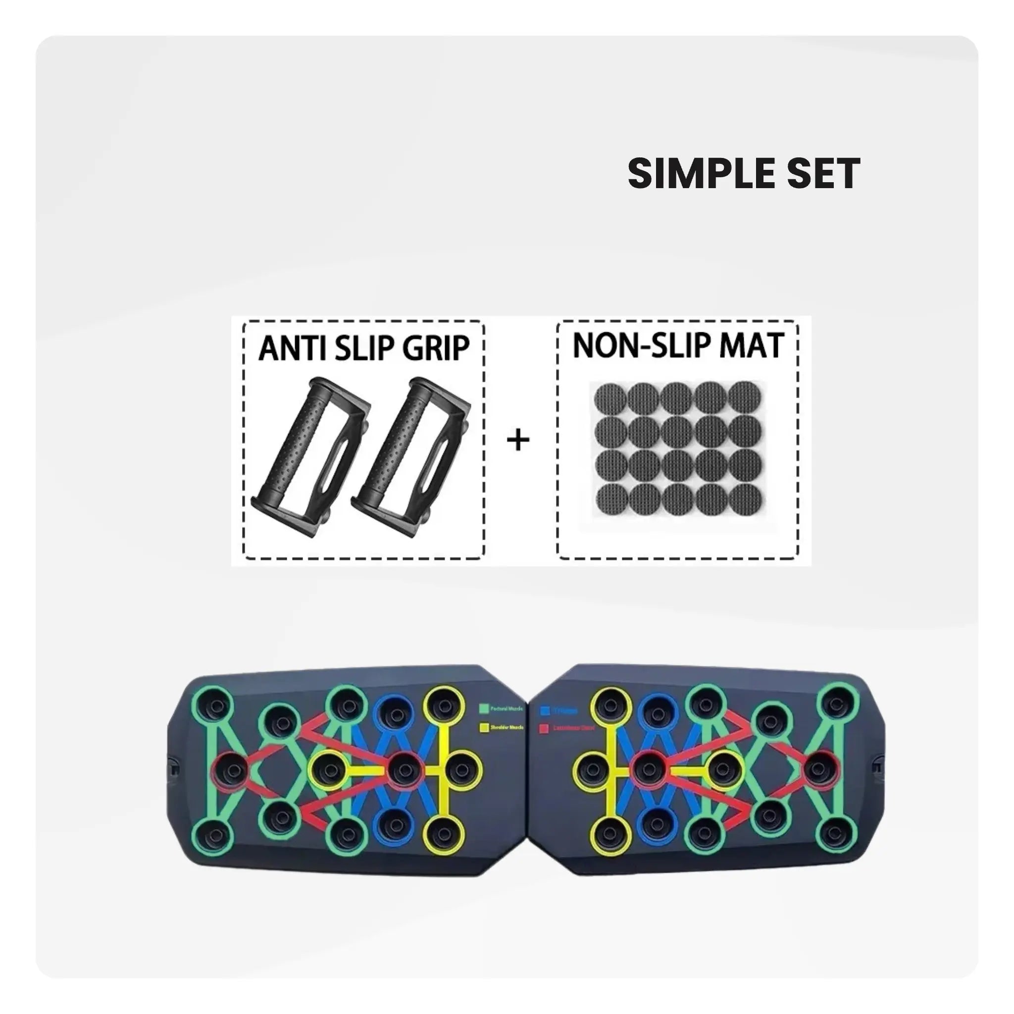 push-up board simple set with anti-slip grips and non-slip mat pads included