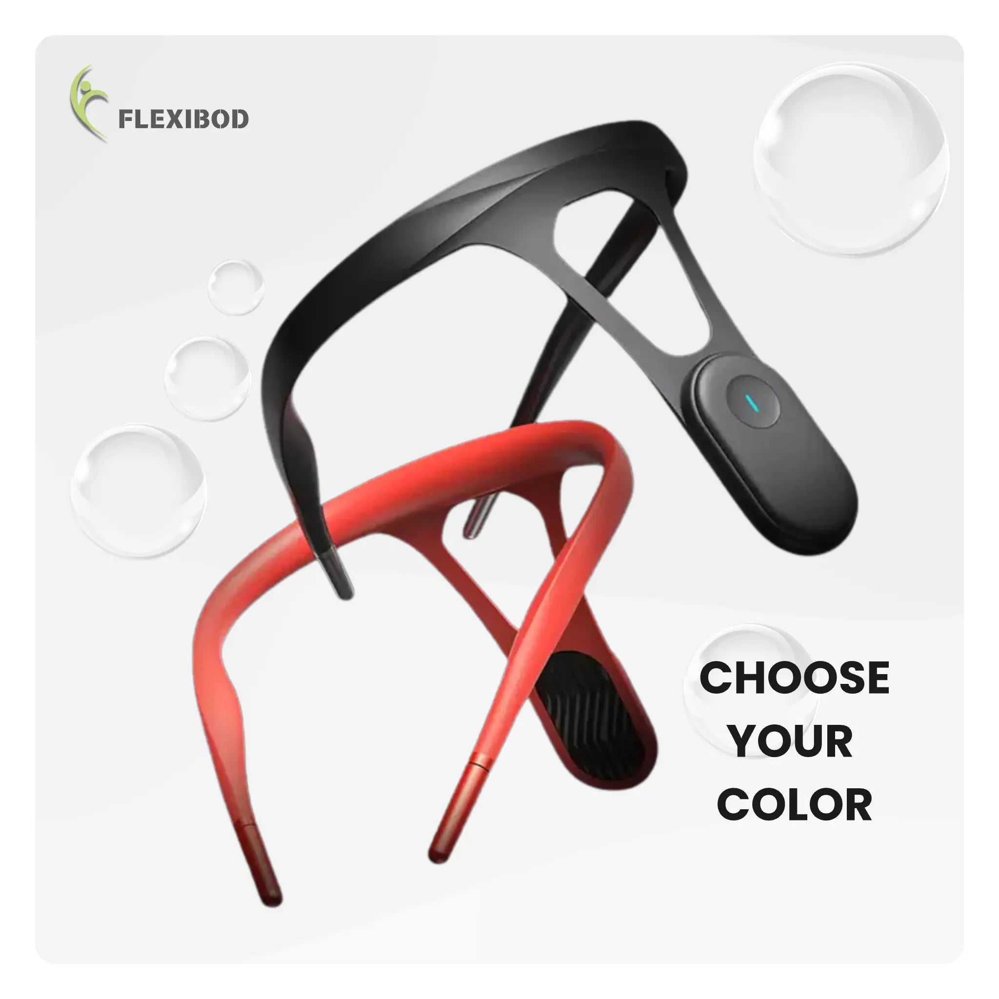 Smart posture corrector by Flexibod – black and red color options for wearable back alignment device