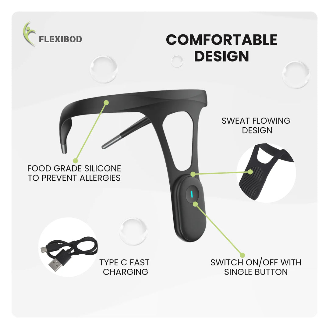 Smart posture corrector – ergonomic design with food-grade silicone, Type-C charging, sweat flow